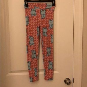 pink and mint green lularoe leggings for tween